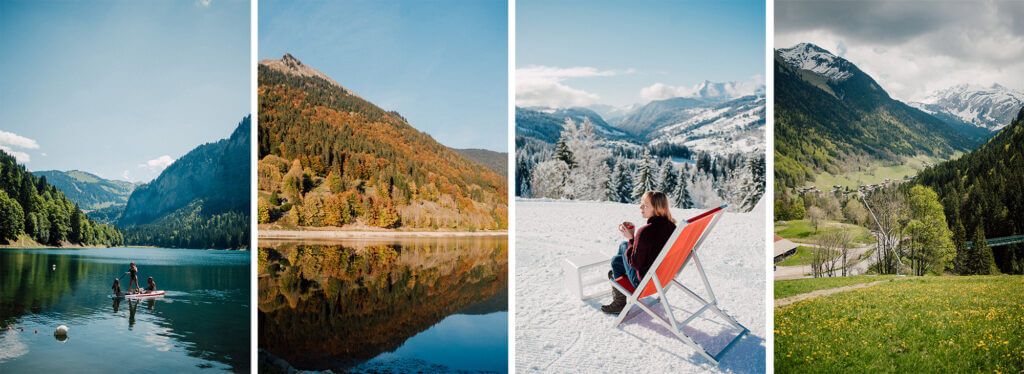 summer, autumn, winter and spring in the Alps