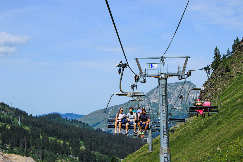Chairlifts in Summer Retreat holiday in the Alps