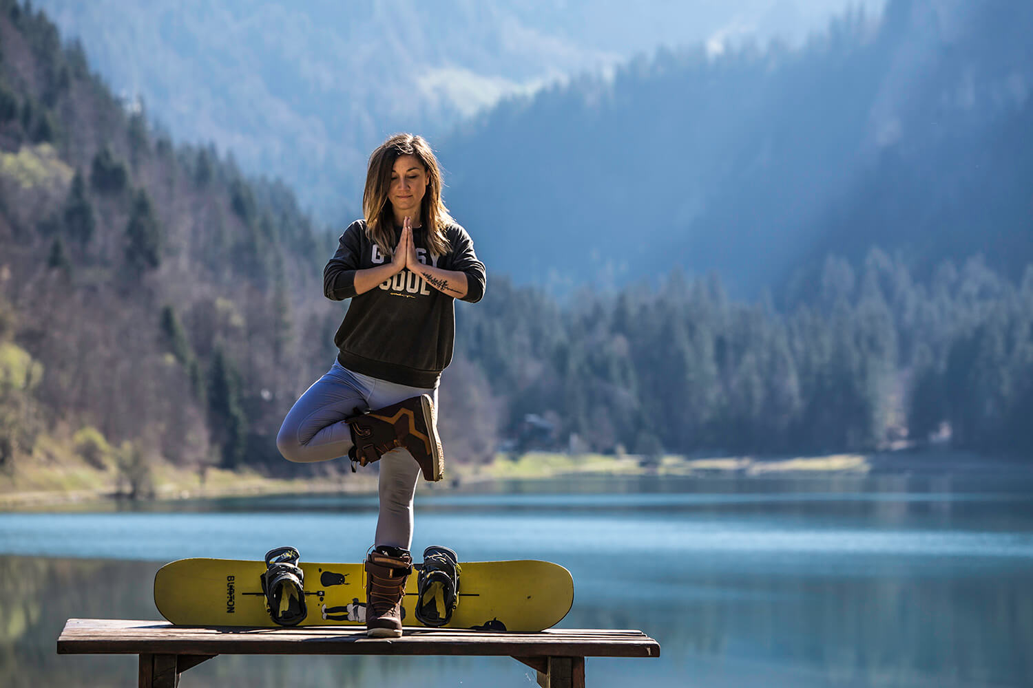 Ursula Tereba Snowboard Yoga Retreat at Lake Montriond, Morzine in the French Alps