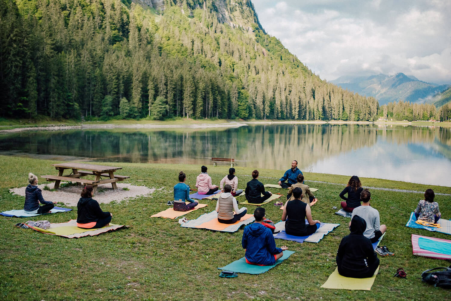 Yoga retreat by the lake Montriond near Geneva in the French Alps
