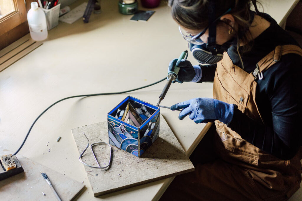 Handmade stained glass soldering in Europe