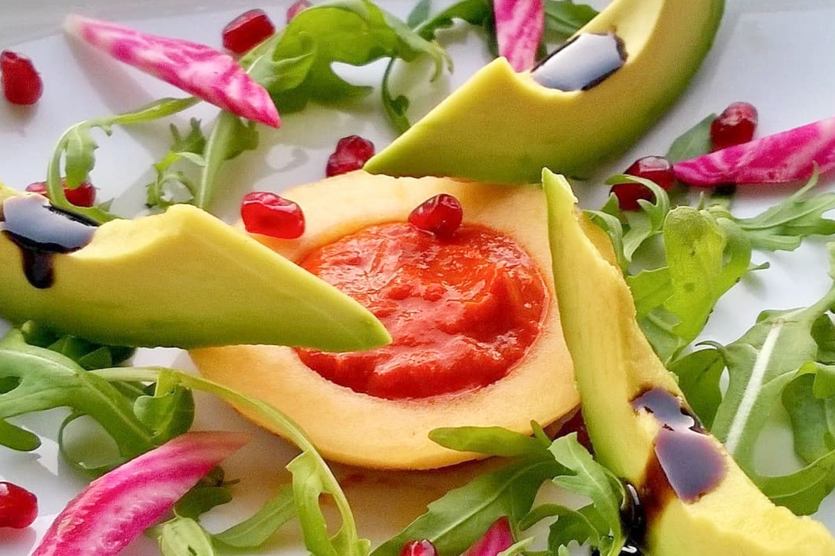 Vegan Avocado salade recipe menu for a Yoga Retreat in France