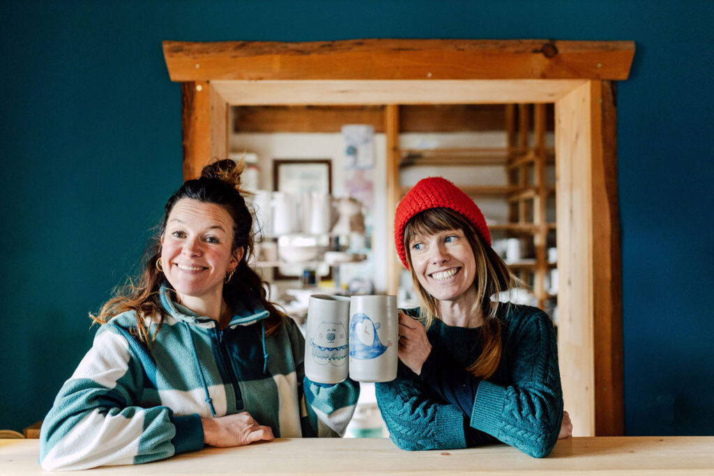 Cheers with handmade pottery