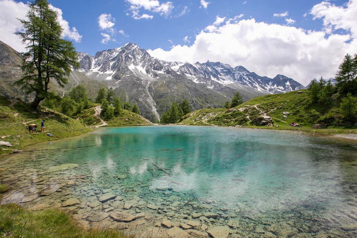 Alpine summer lake in Valais, in Switzerland