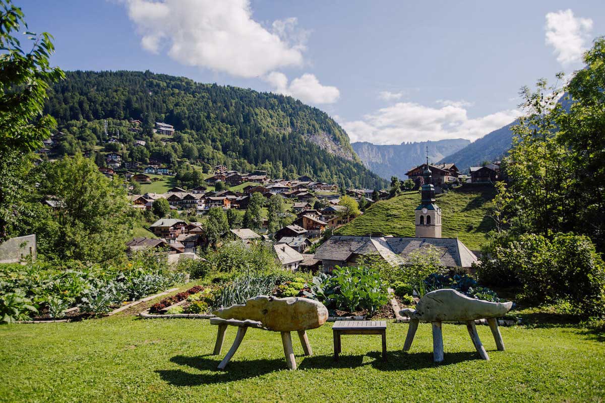 Garden view at The Farmhouse in Morzine