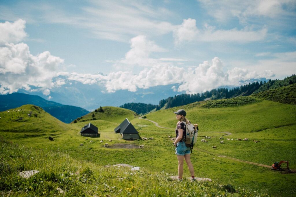 Hiking in summer in the French Alps