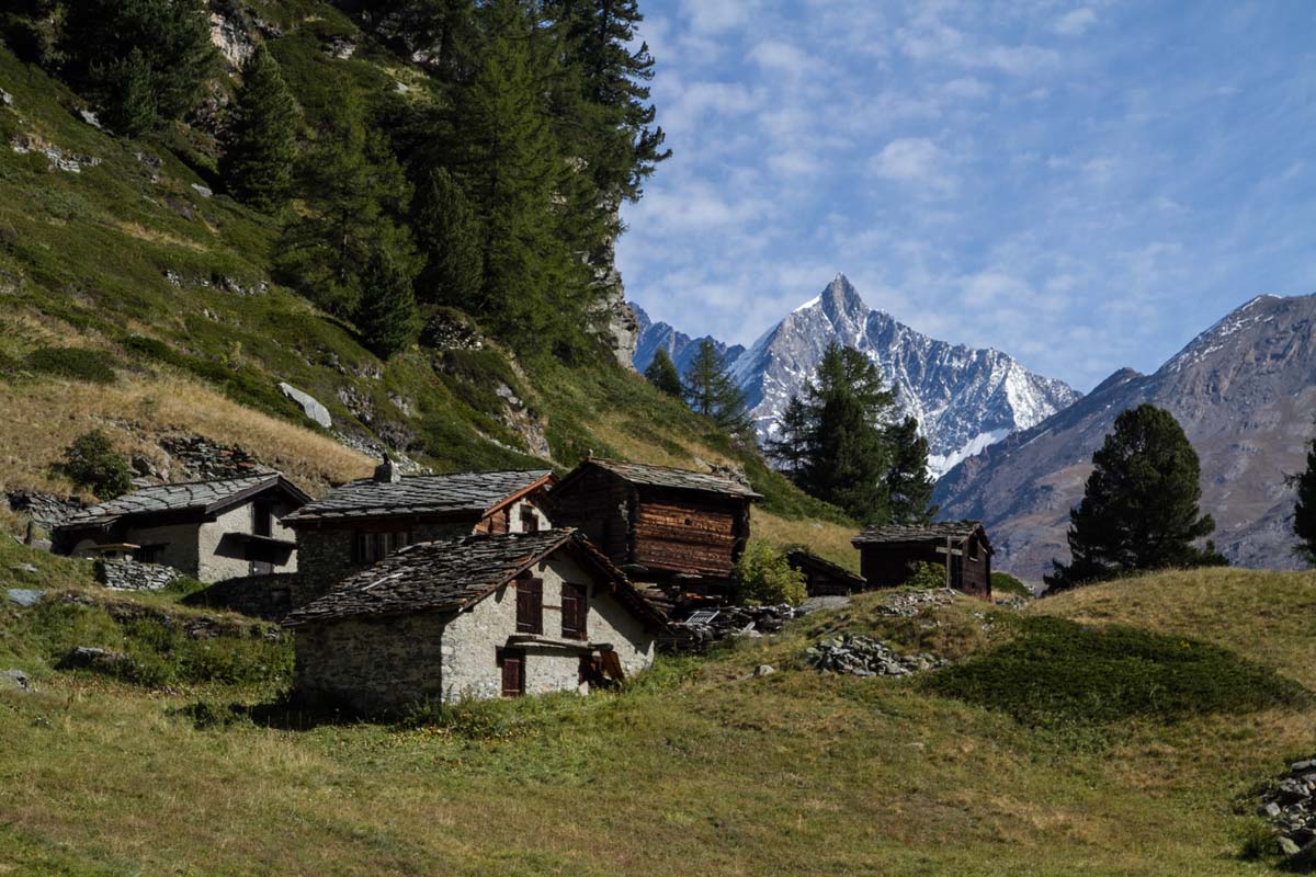Mountain huts in the Swiss Alps