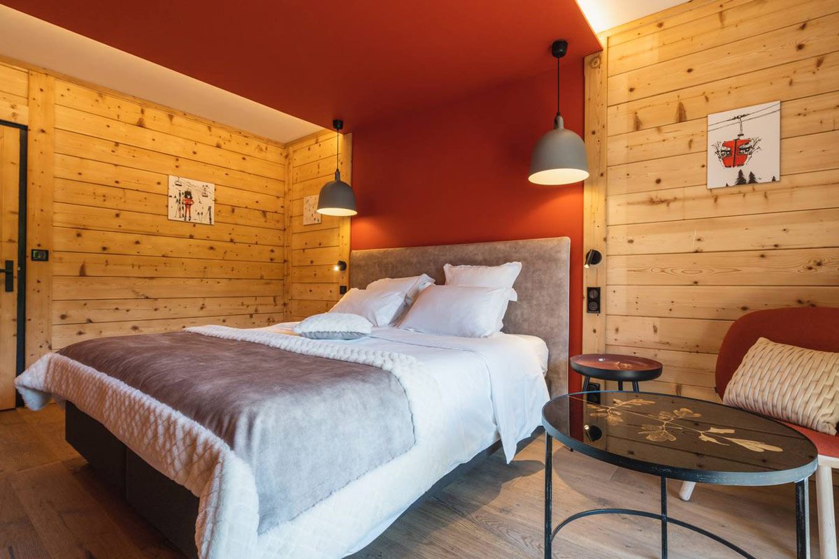 Alpine style designed bedroom in Les Gets
