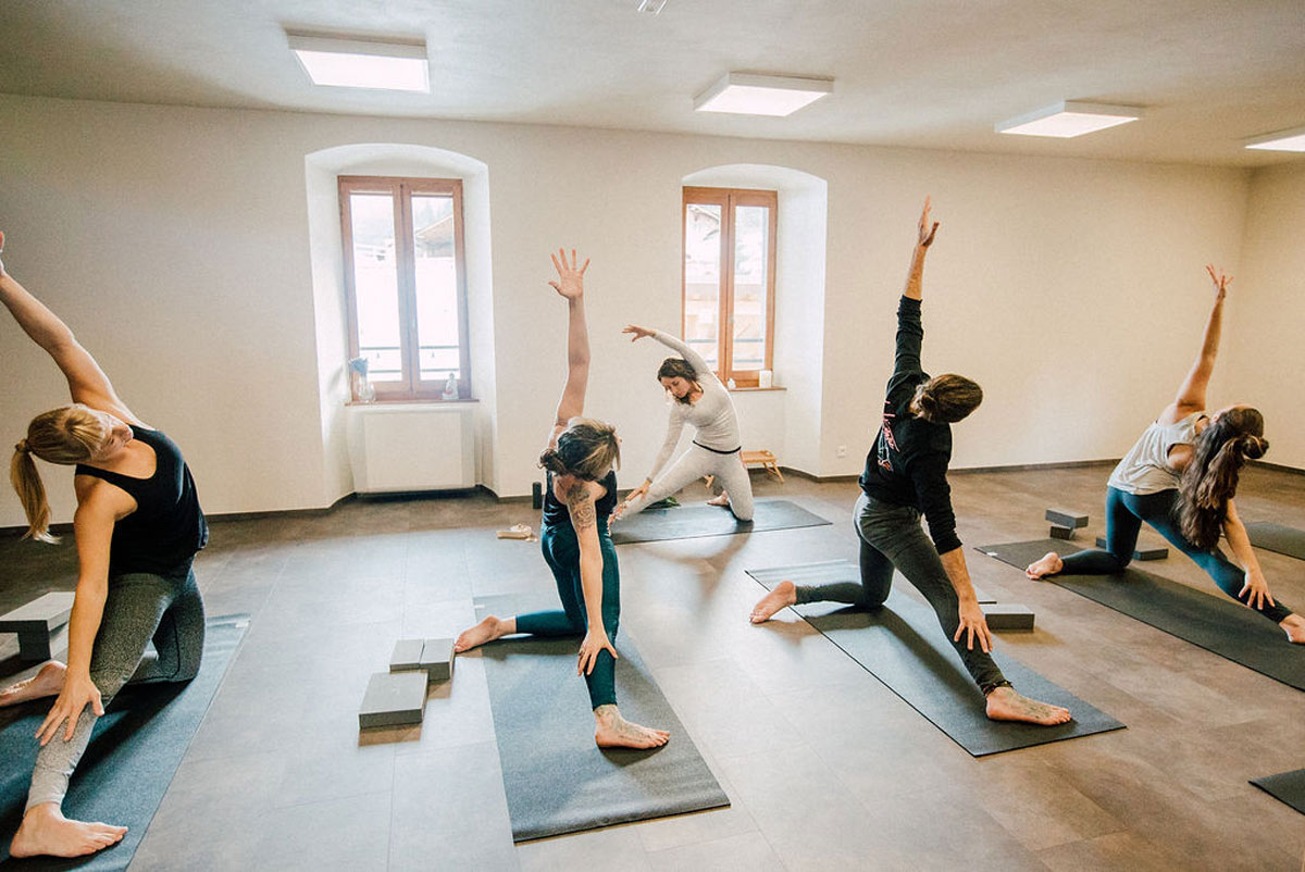 Yoga class in Morzine studio