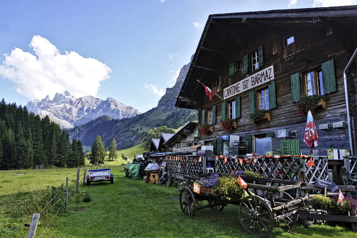 the cantine de barmaz champery refuge in the swiss alps