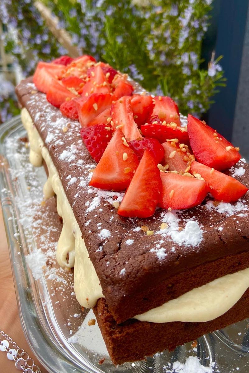 Ninou Food -light fondant chocolate strawberry cake