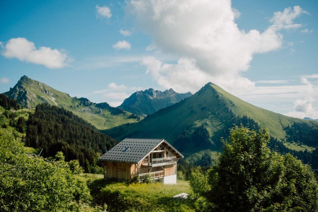 Mountain cabin in the French Alps in summer