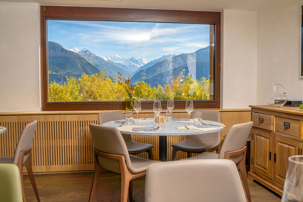 Restaurant with a view in Crans Montana, Switzerland