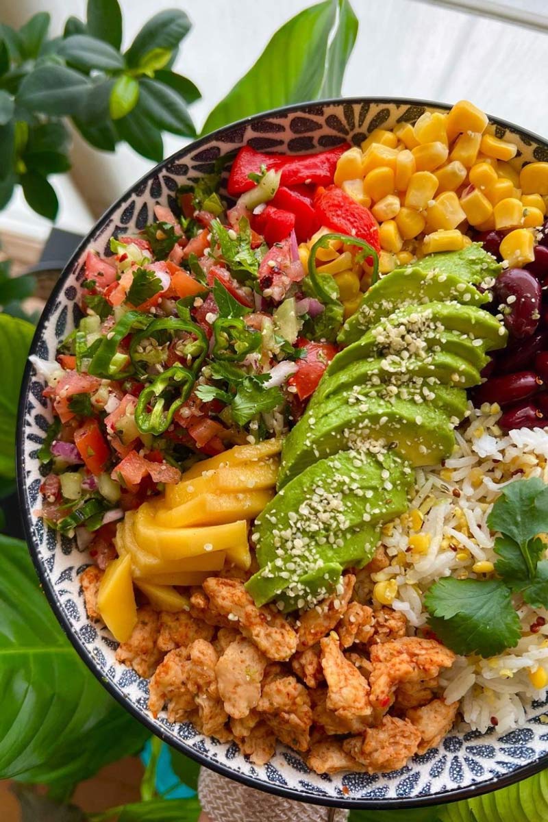 Ninou Food - vegan burrito bowl soy fresh vegetables