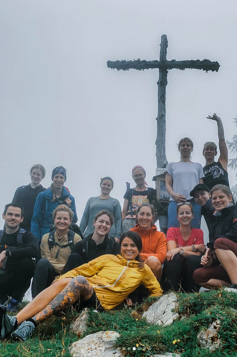 yoga and hiking retreat group together in styria austria