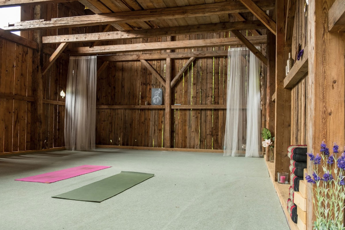 Traditional mountain barn yoga studio in Samoens in the French Alps