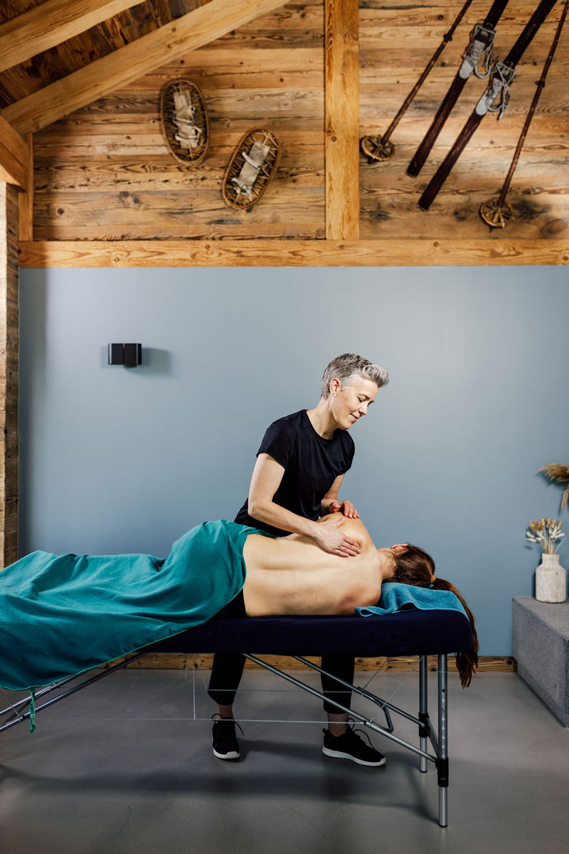 Kristina from Alpine Body Care Massage giving a sports massage in Morzine in The Alps