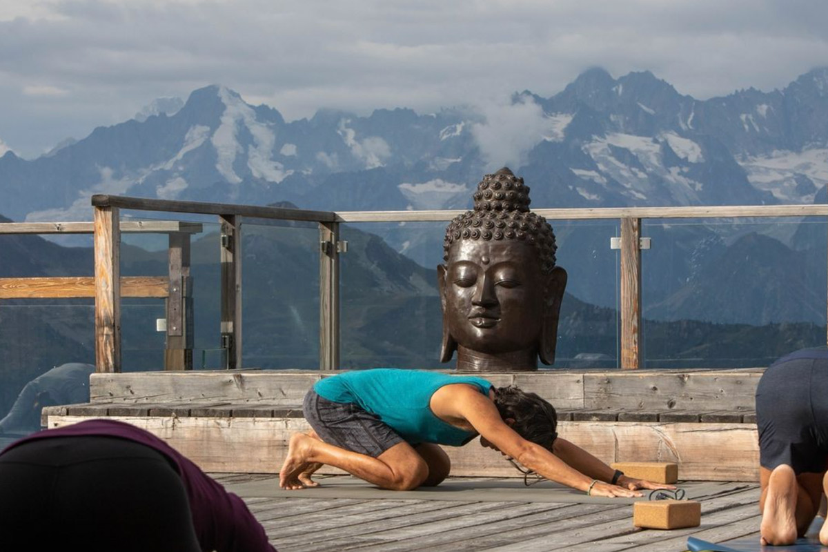 Incredible scenery during yoga classes at venue for Inspire Yoga Festival in Verbier the Swiss Alps