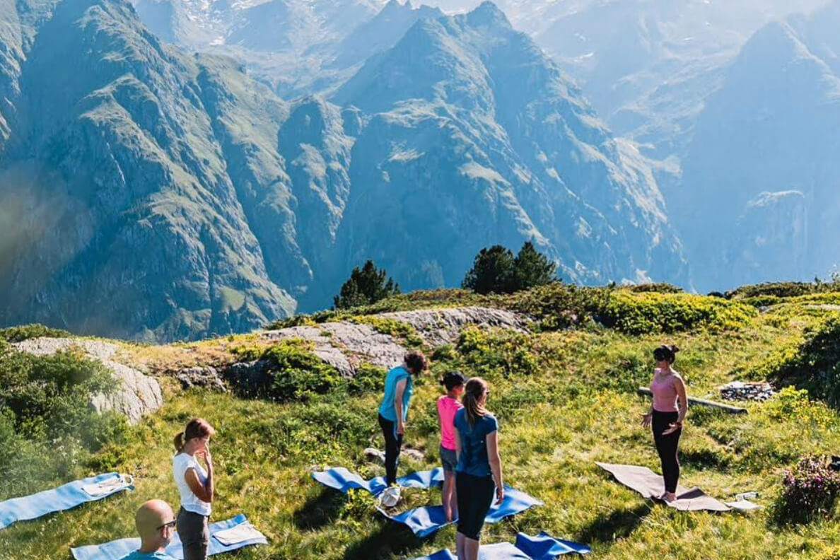 Inspire Yoga Festival yoga class being held in the mountains