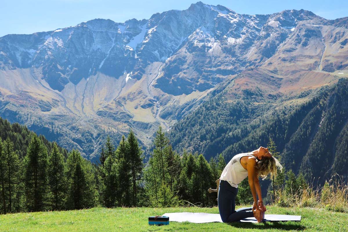 Yoga in the mountains at La Clusaz Yoga Festival in the French Alps