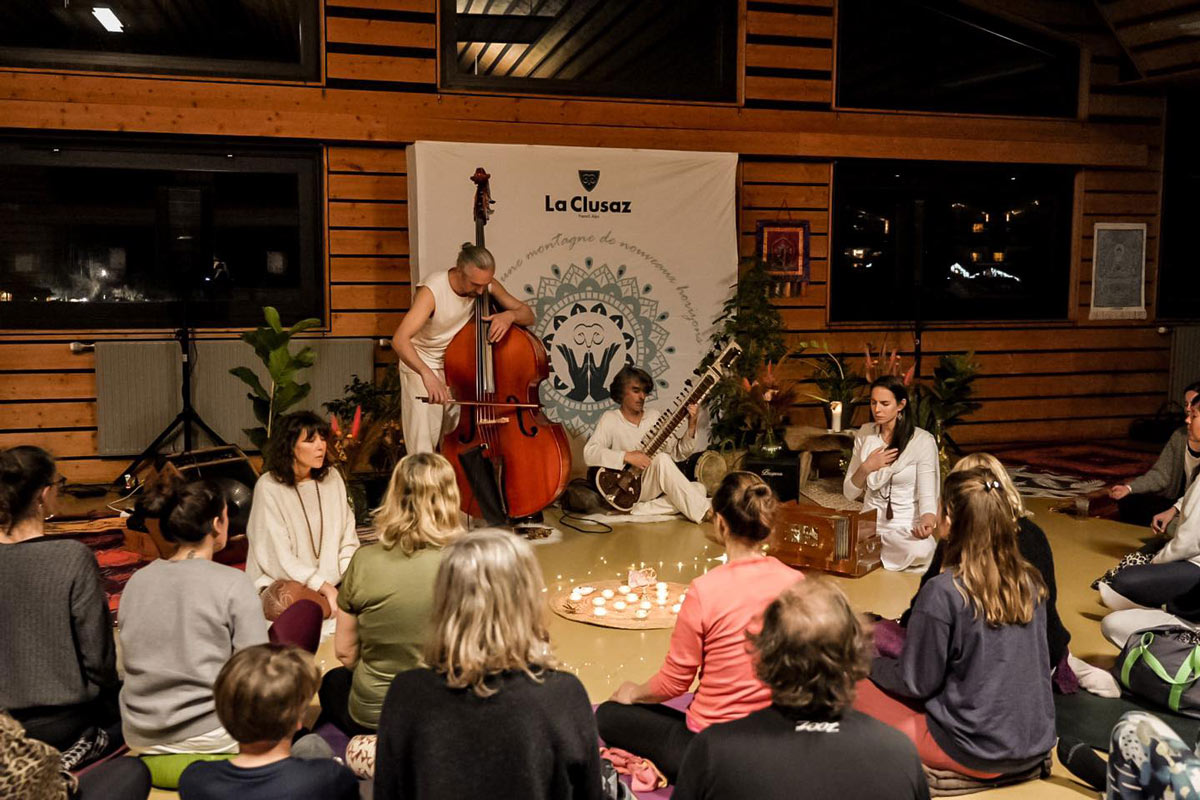 Music concert at La Clusaz Yoga Festival in the Haute Savoie, French Alps