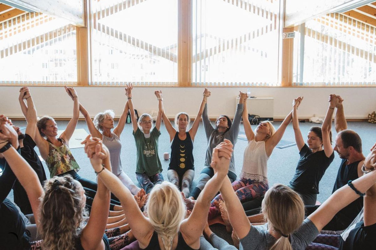 group yoga classes and workshops at venue for Inspire Yoga Festival in Verbier